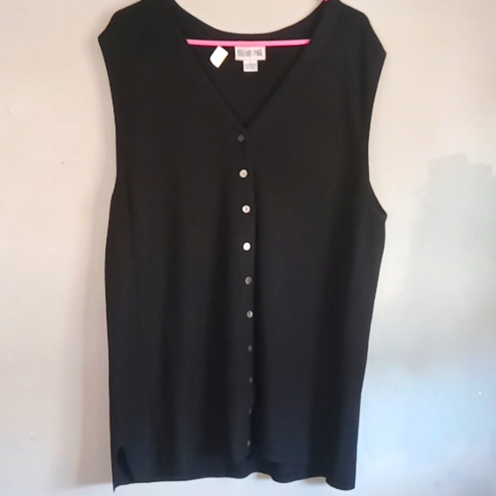 Hillary Paige 100% Merino Wool Long Sleeveless Button Up V-Neck Sweater …